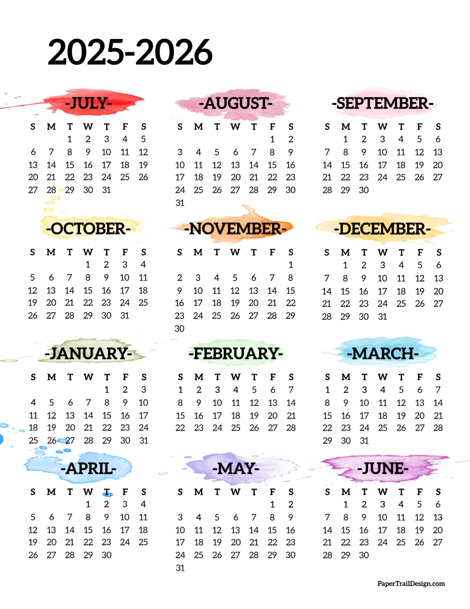 Calendar August 2025 To June 2026