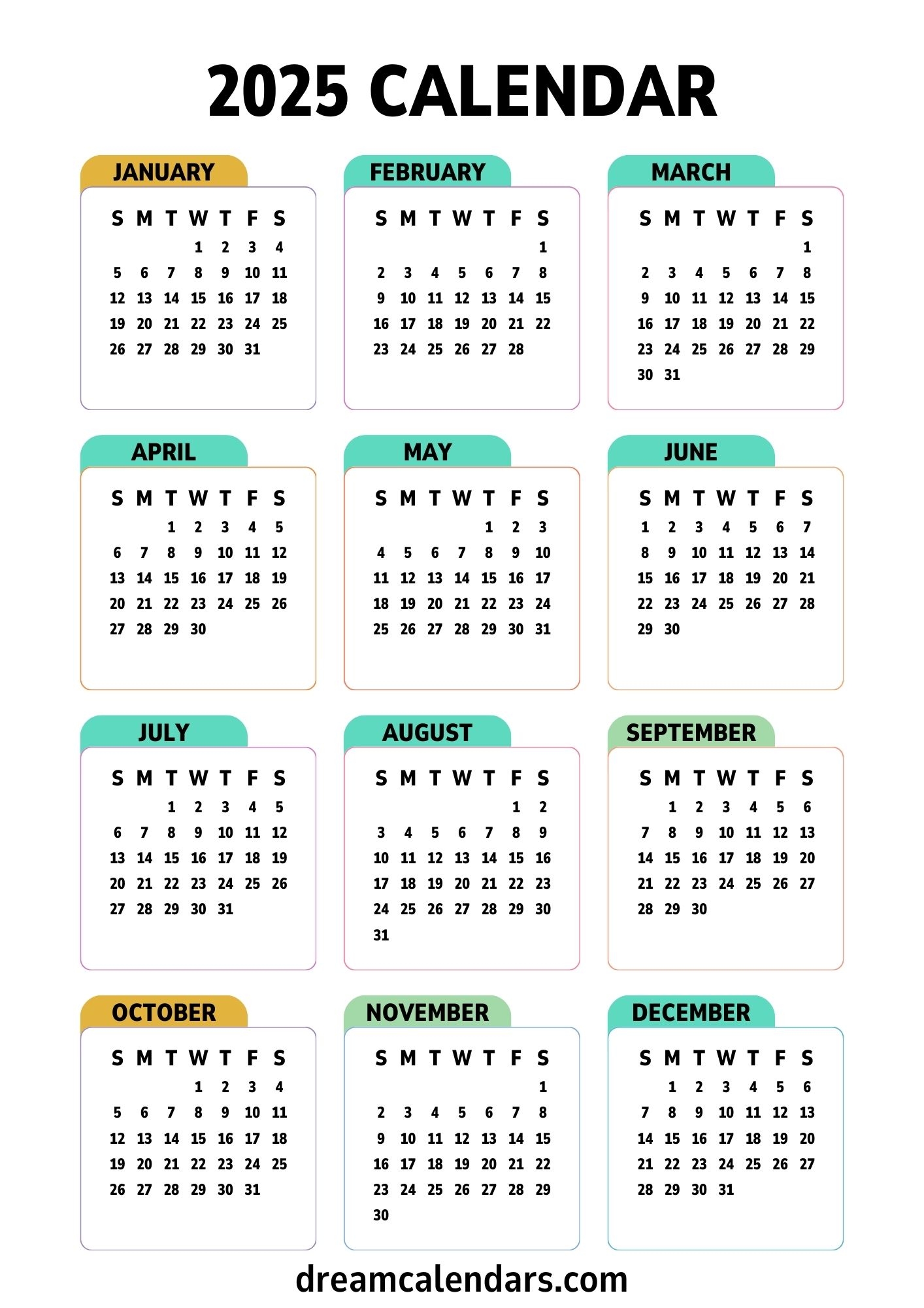 June To July 2025 Calendar Sun-Sat