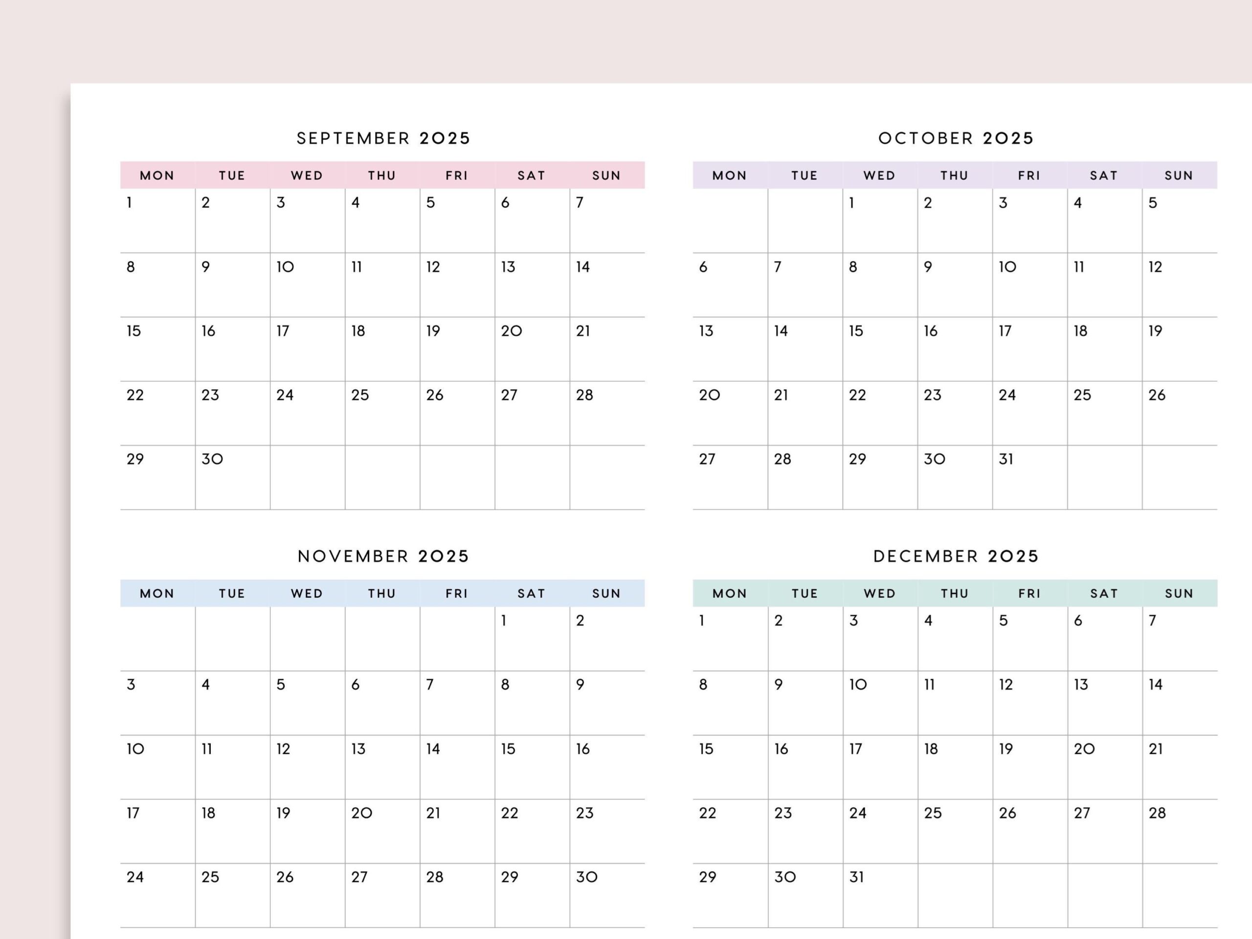 2025 Foldout Calendar 2025 Calendar 2025 Planner 2025 Overview Pastel A5 Half size A4 Letter PRINTABLE Etsy