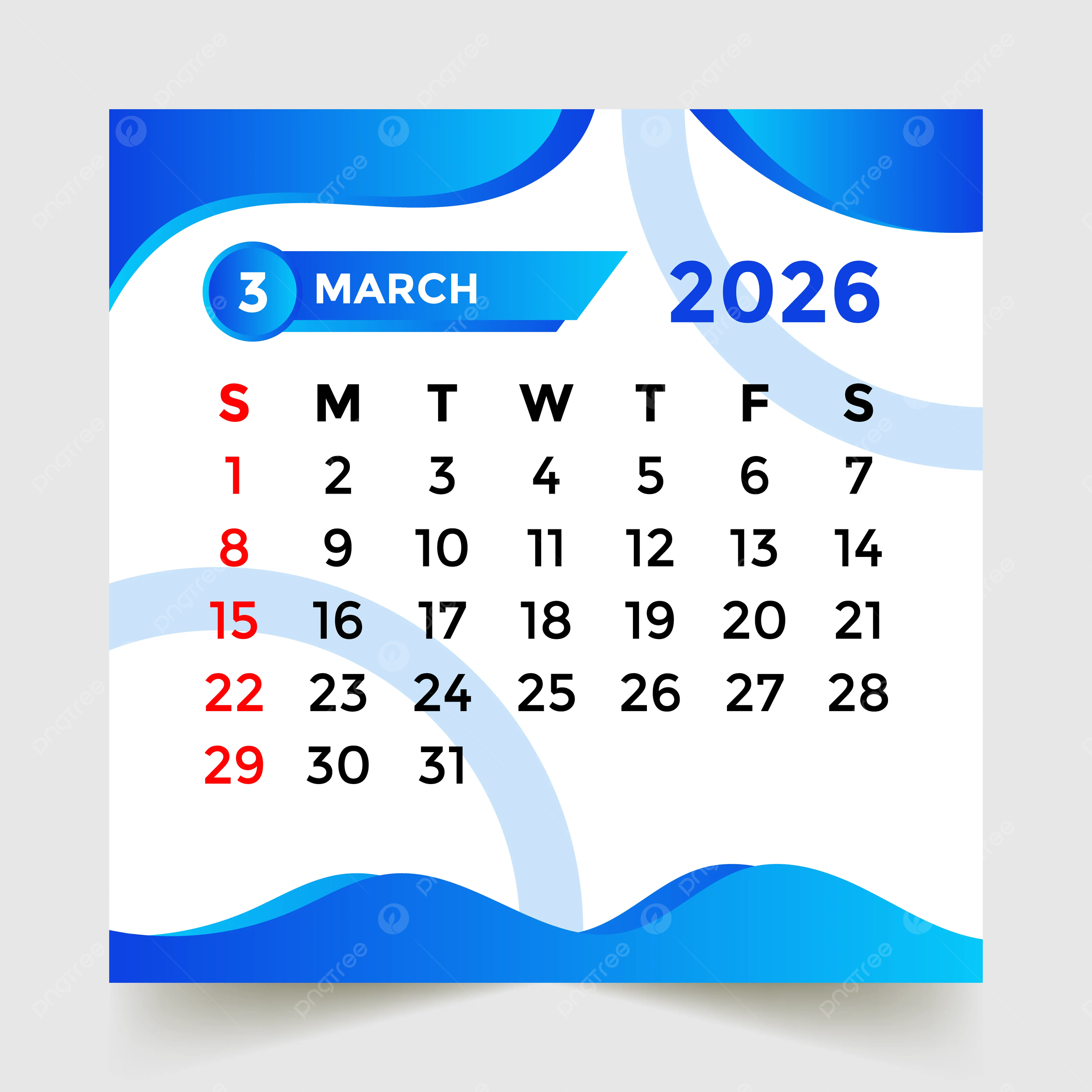Calendar March 2026 Template