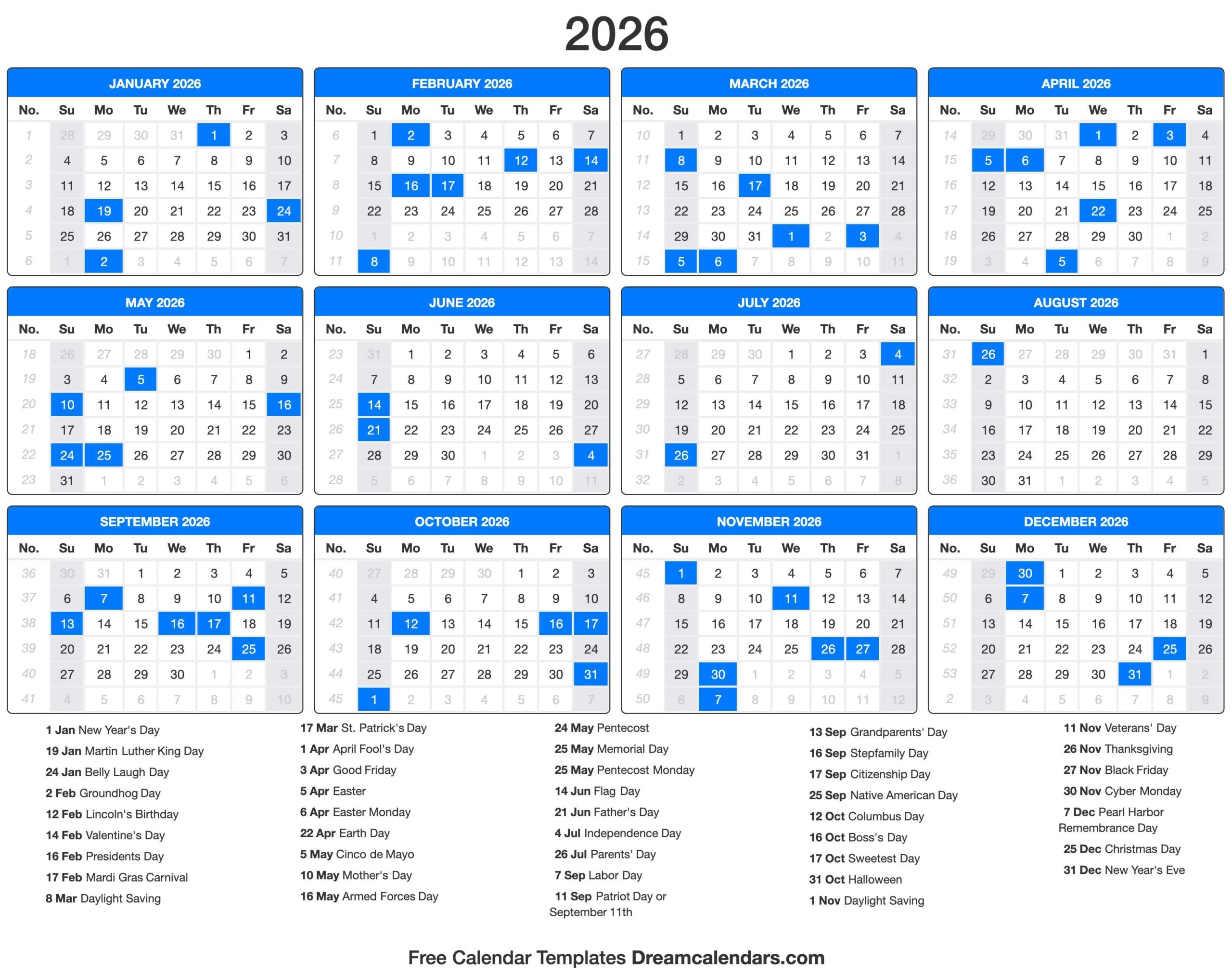 February 2026 Calendar Holiday