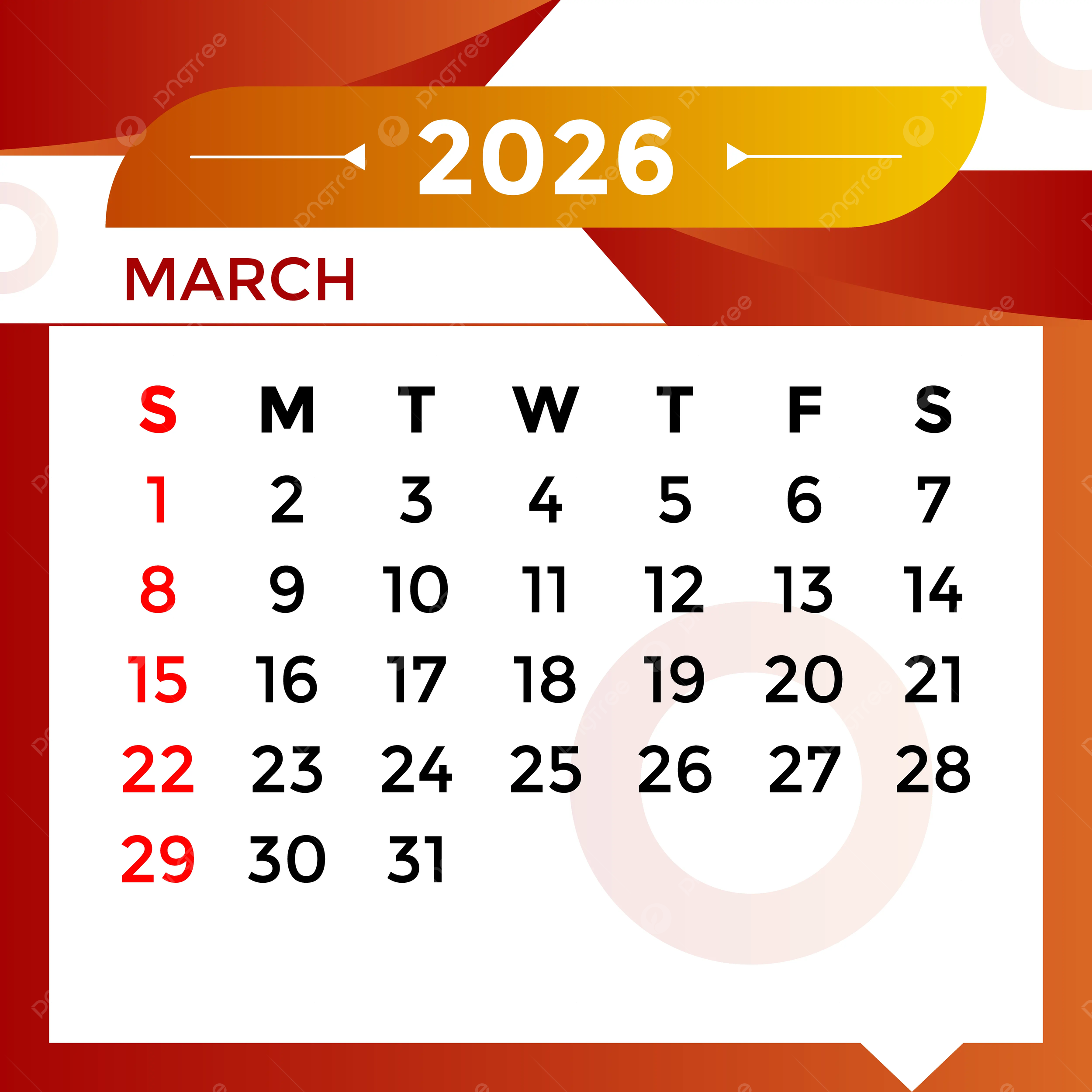 March 2026 Calendar Desktop Wallpaper