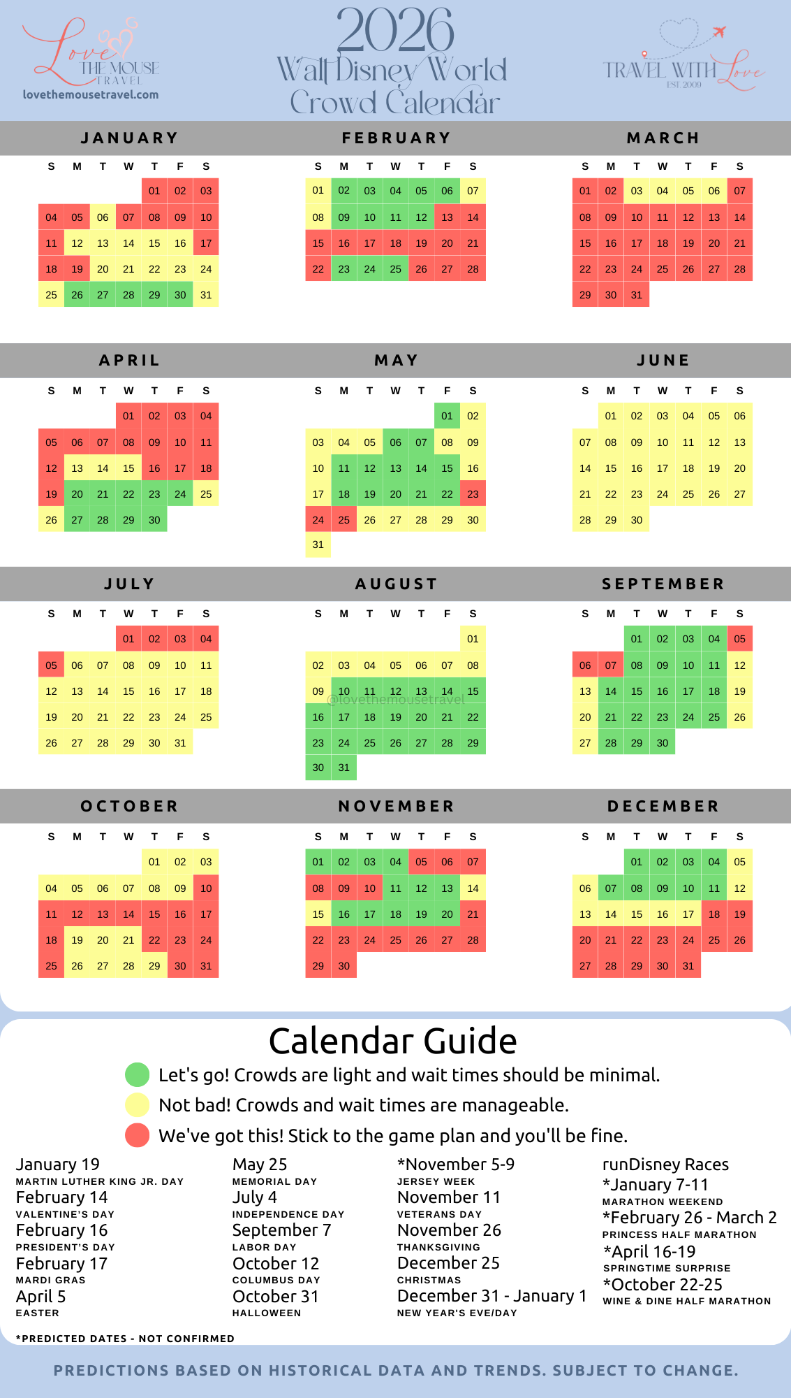 2026 Walt Disney World Crowd Calendar Love The Mouse Travel
