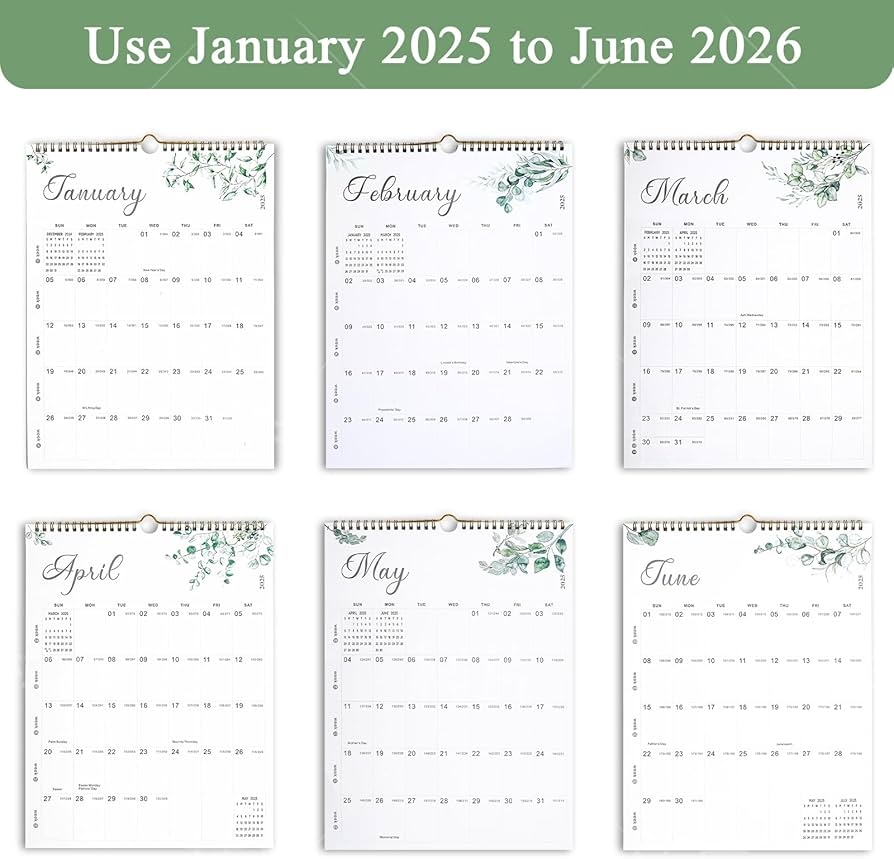 January - June 2026 Calendar