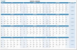 July 2025 Through June 2026 Calendar
