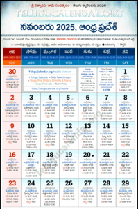November 2025 Telugu Calendar