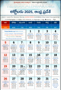 Telugu Calendar October 2025