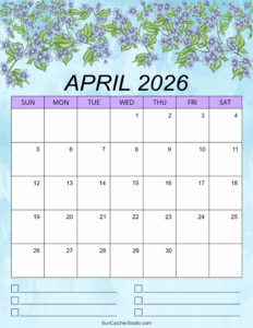 April 2026 Calendar Cute