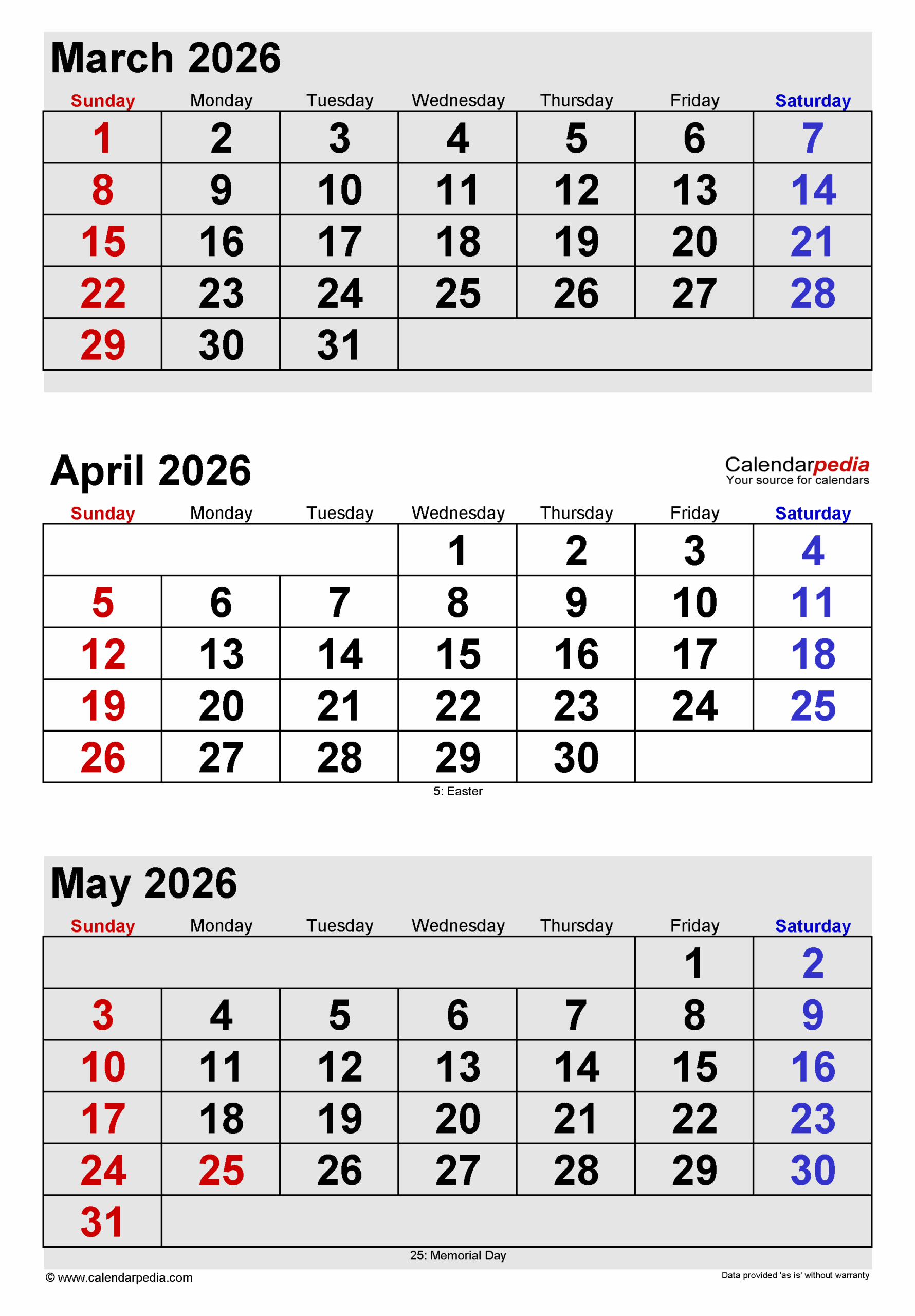 March And April 2026 Calendar Printable