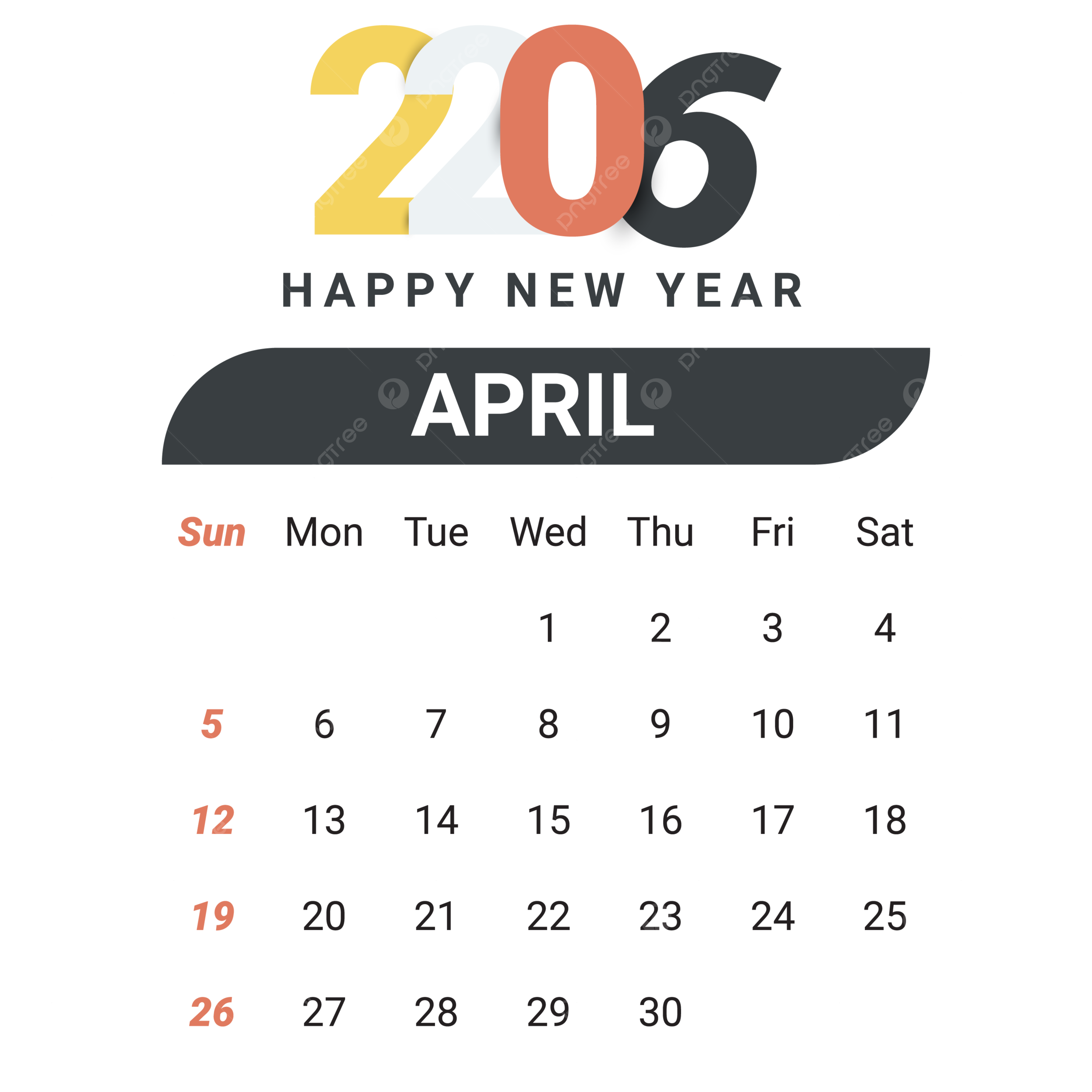 April 2026 Calendar Vector April Calendar 20226 Calendar Calendar PNG And Vector With Transparent Background For Free Download