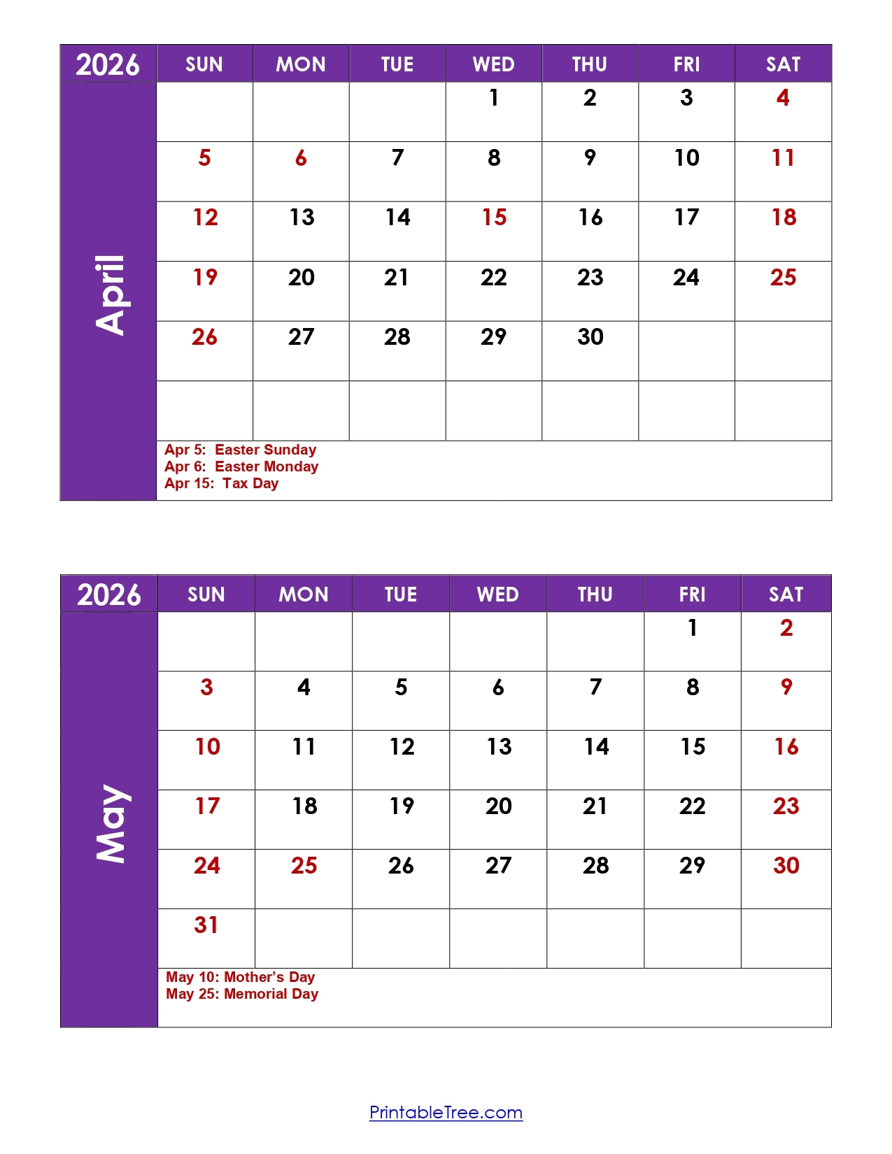Calendar April To June 2026