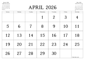 Calendar Of April 2026