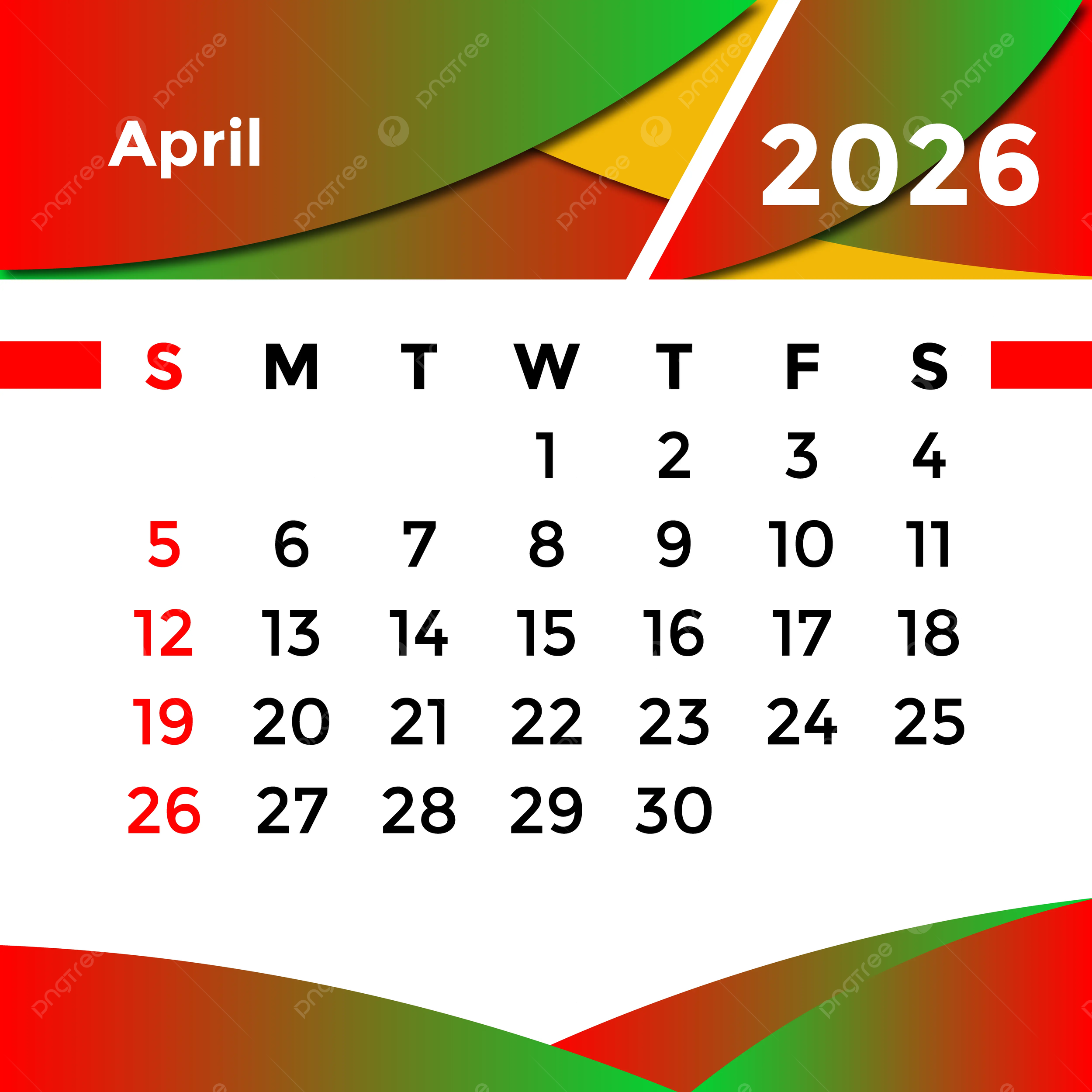 Calendar Template April 2026
