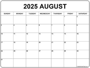 Google Calendar – August 2025