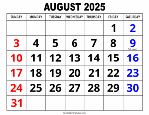 August 2025 Calender