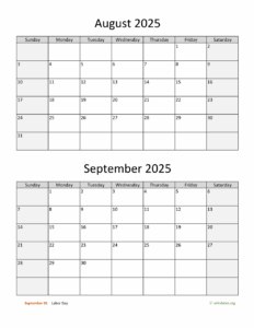 August September 2025 Calendar