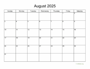 Wiki Calendar August 2025