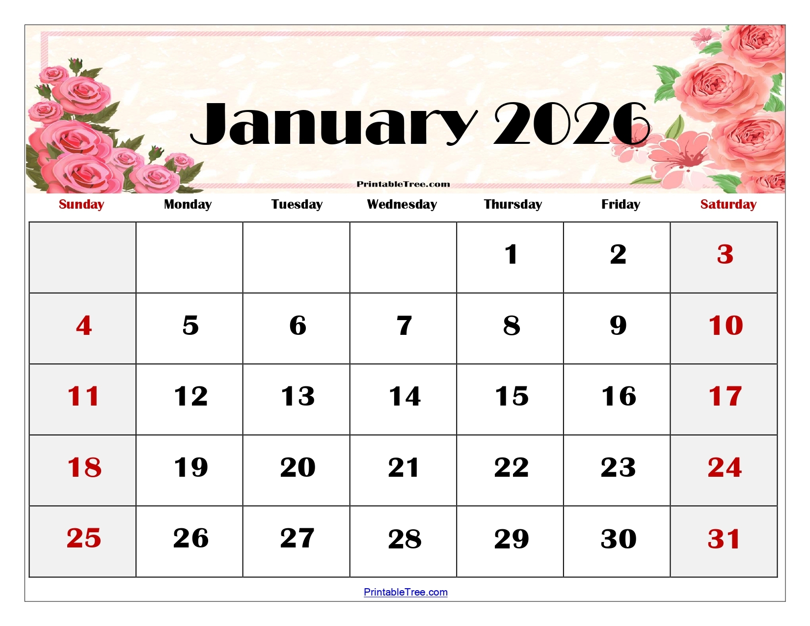 Calendar January 2026 Pdf