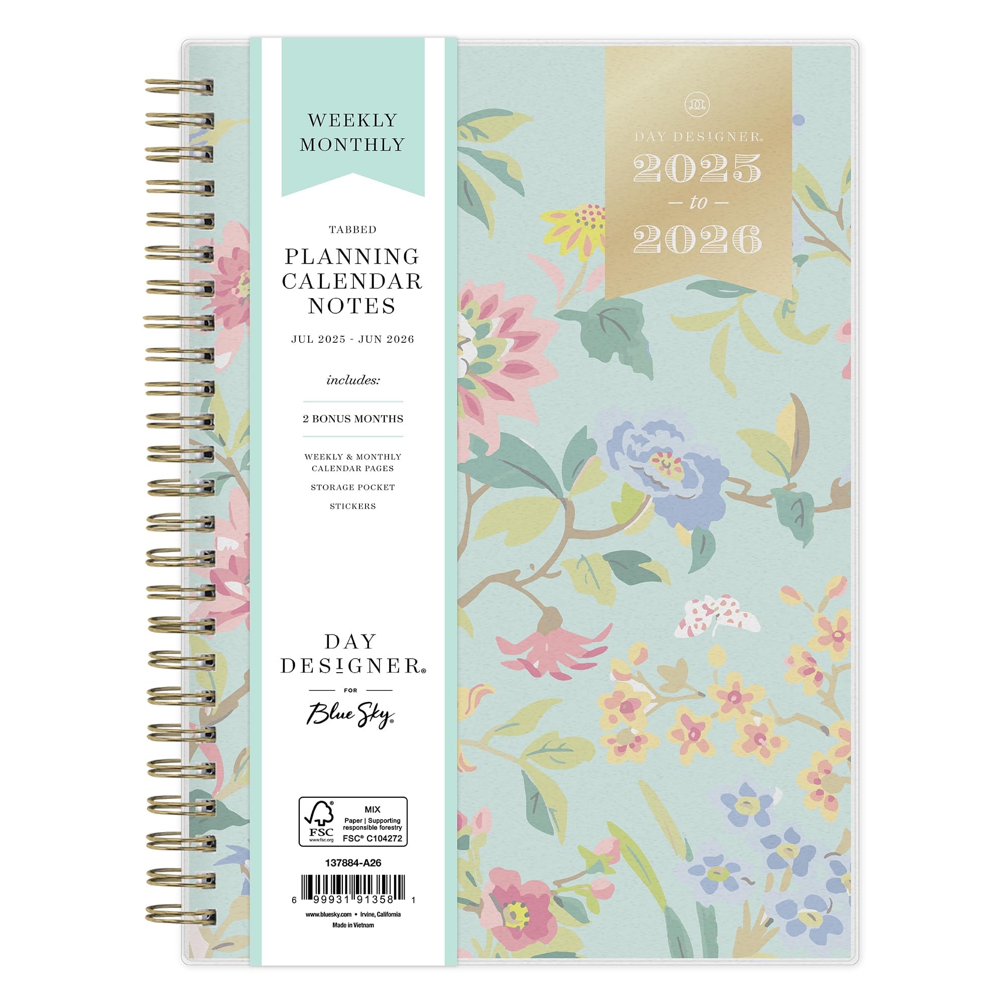 Blue Sky Weekly/Monthly Planning Calendar July 2025-June 2026