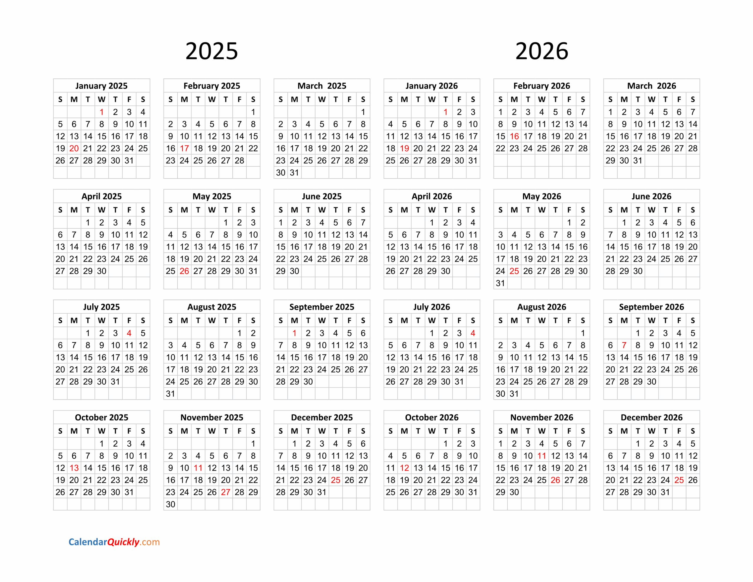 12 Month Calendar July 2025 To June 2026