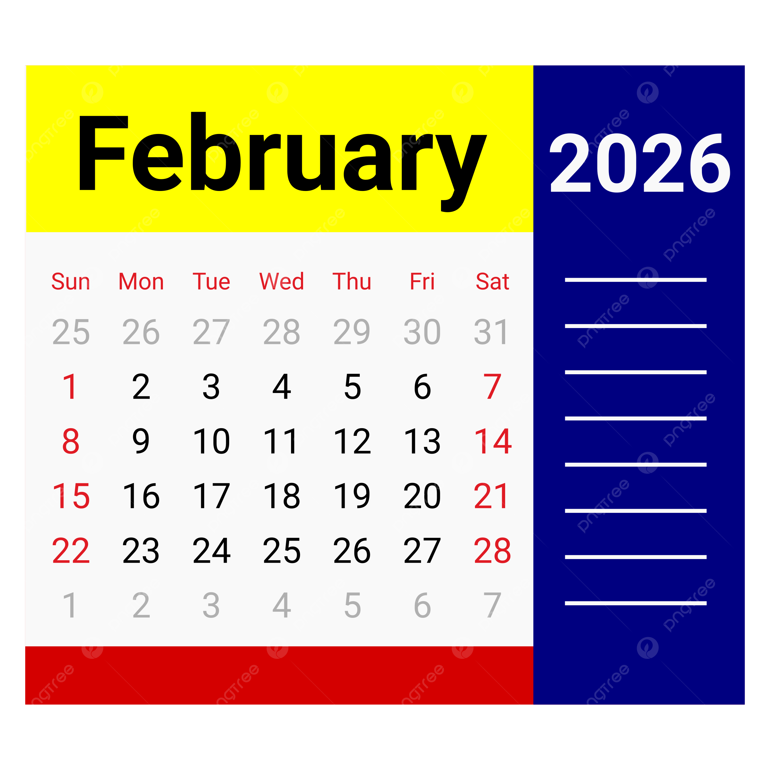 Calendar February 2026 Vector Calendar February 2026 February 