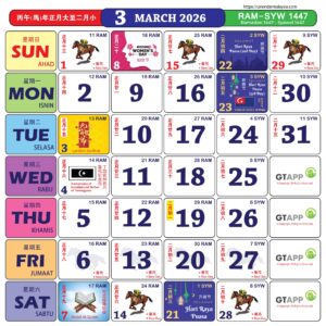 Chinese Calendar March 2026