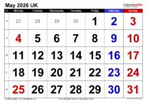 Google Calendar – May 2026