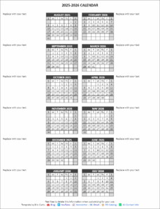 Google Sheets Calender Template July 2025 To June 2026