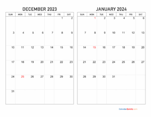 Calendar December 2023 And January 2026