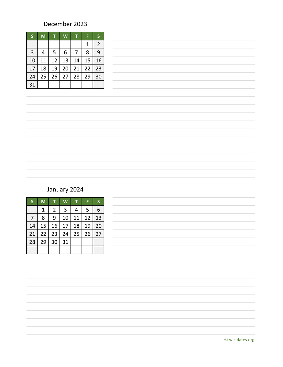Calendar December 2023 And January 2026
