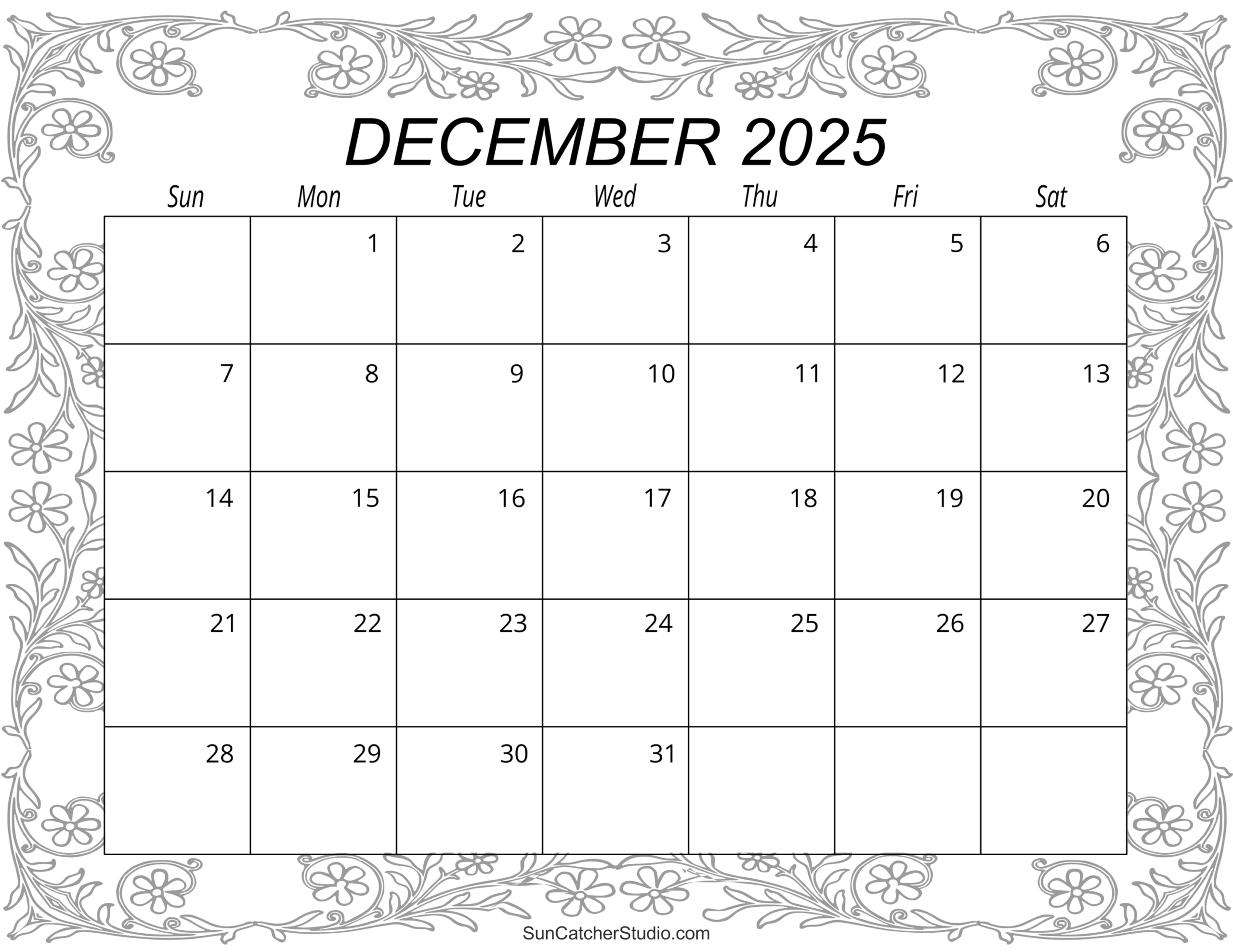 December 2025 Calendar Page