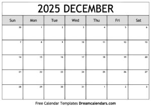 Show Me A December 2025 Calendar