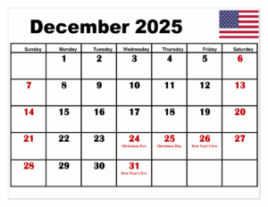December 2025 Calendar With Holidays