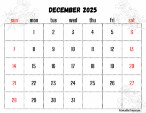 December 2025 Holiday Calendar