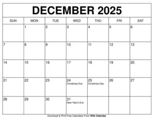 Wiki Calendar December 2025