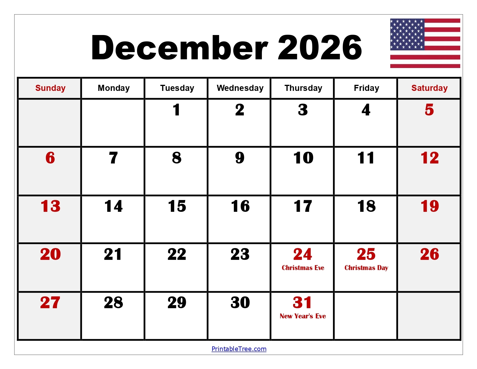 Calendar December 2026 And January 2026