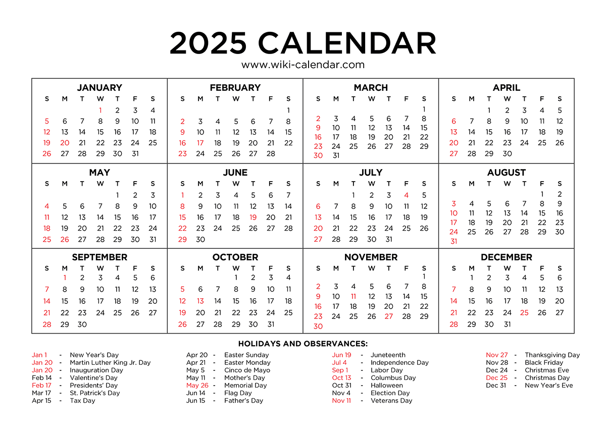 Download And Printable Calendars For 2025 Wiki Calendar