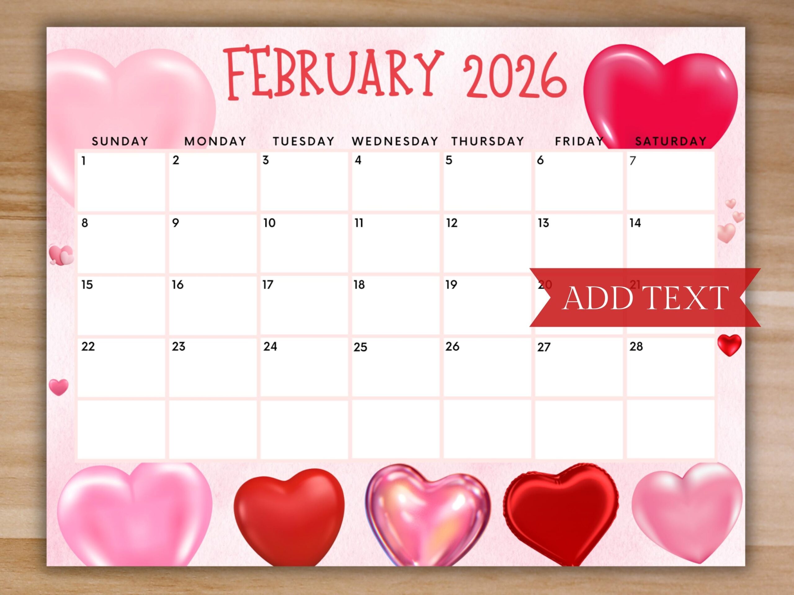Editable Calendar February 2026