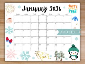 Fillable Calendar January 2026