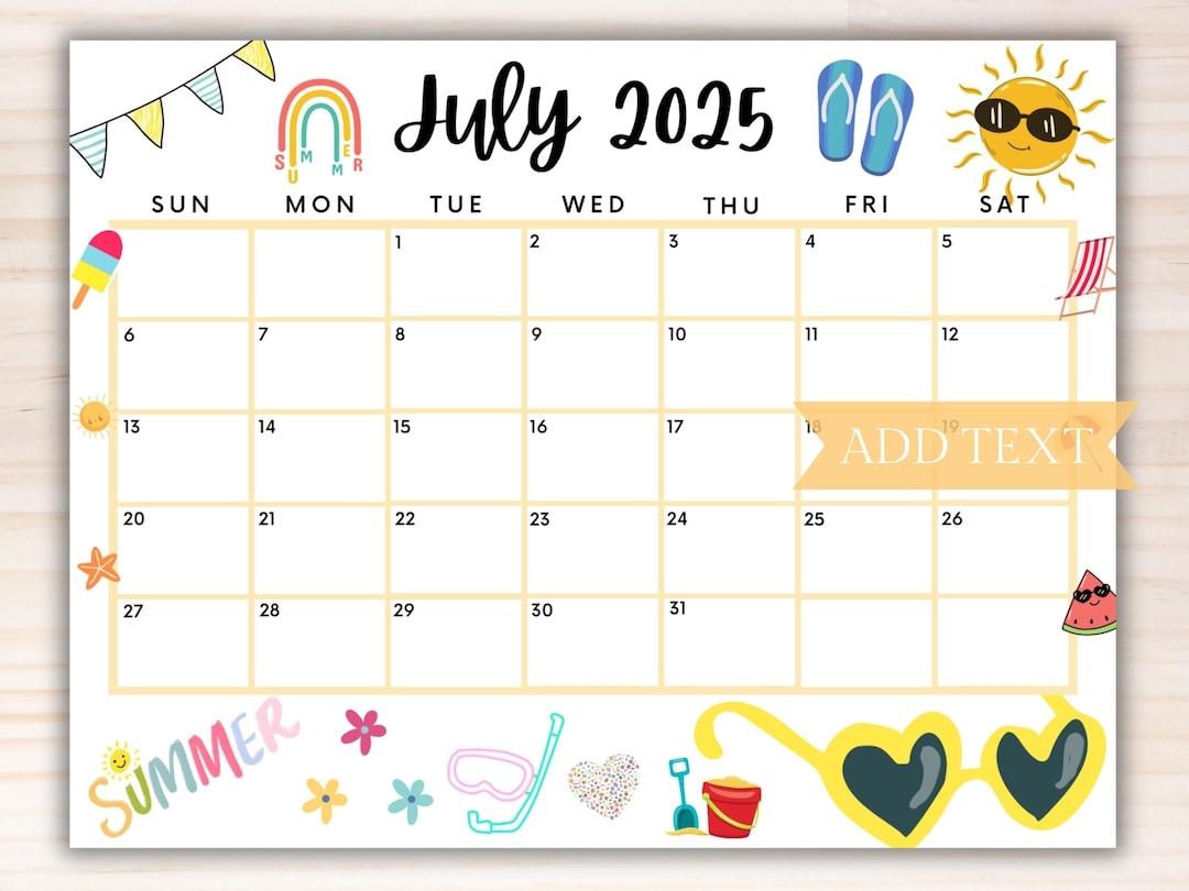 Blank July 2025 Calendar