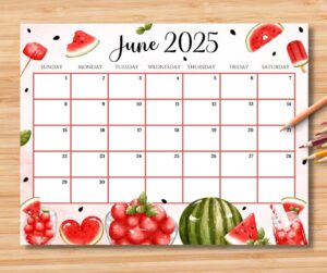 June July August 2025 Calendar Editable