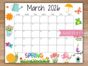 March 2026 Calendar Cute