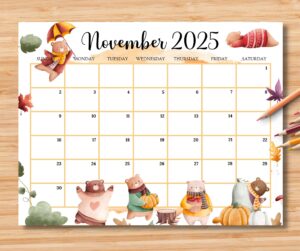 Cute November 2025 Calendar