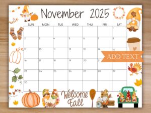 November 2025 Calendar Editable