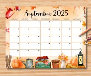 Editable Calendar September 2025