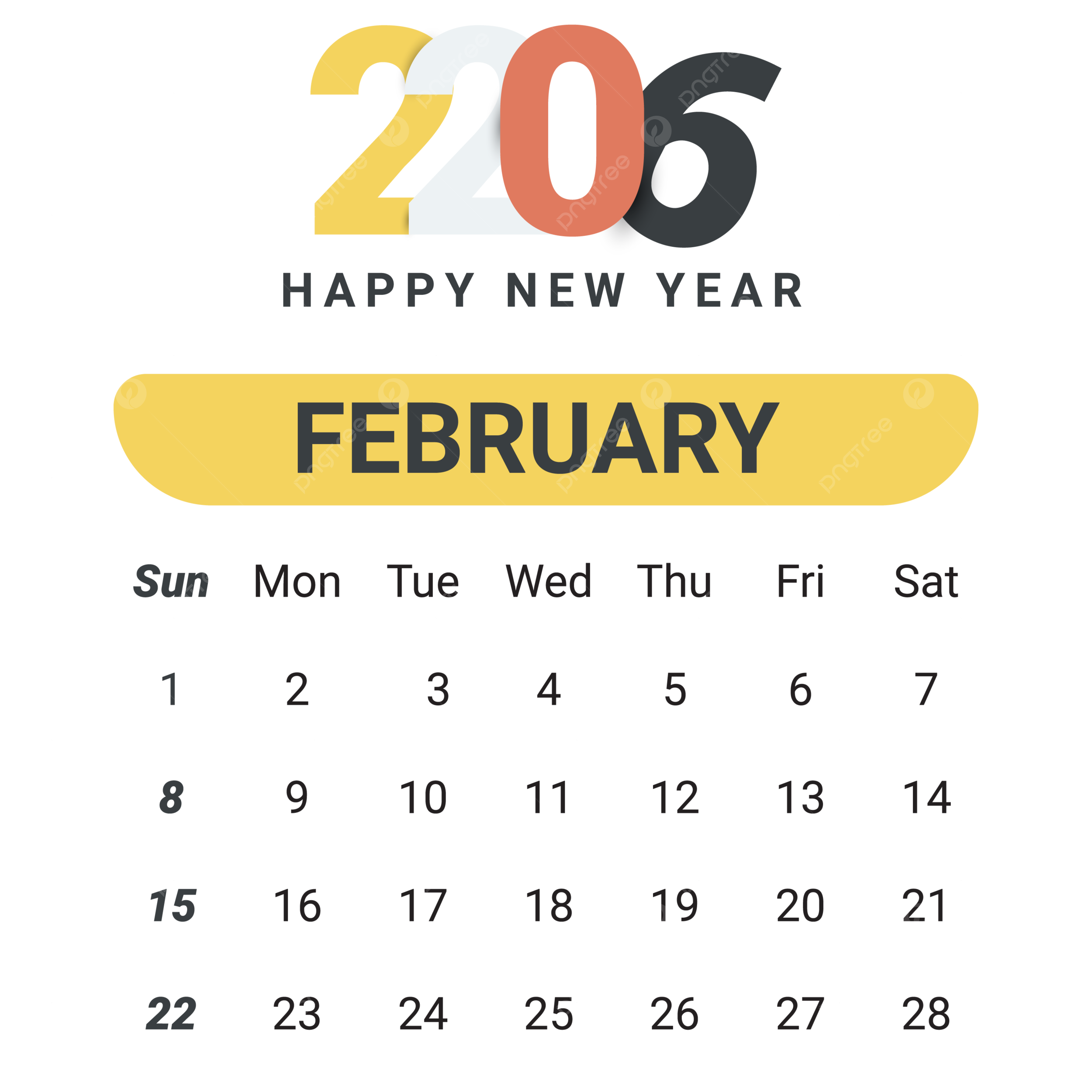 February 2026 Calendar Vector February 2026 2026 Calendar 2026 PNG And Vector With Transparent Background For Free Download