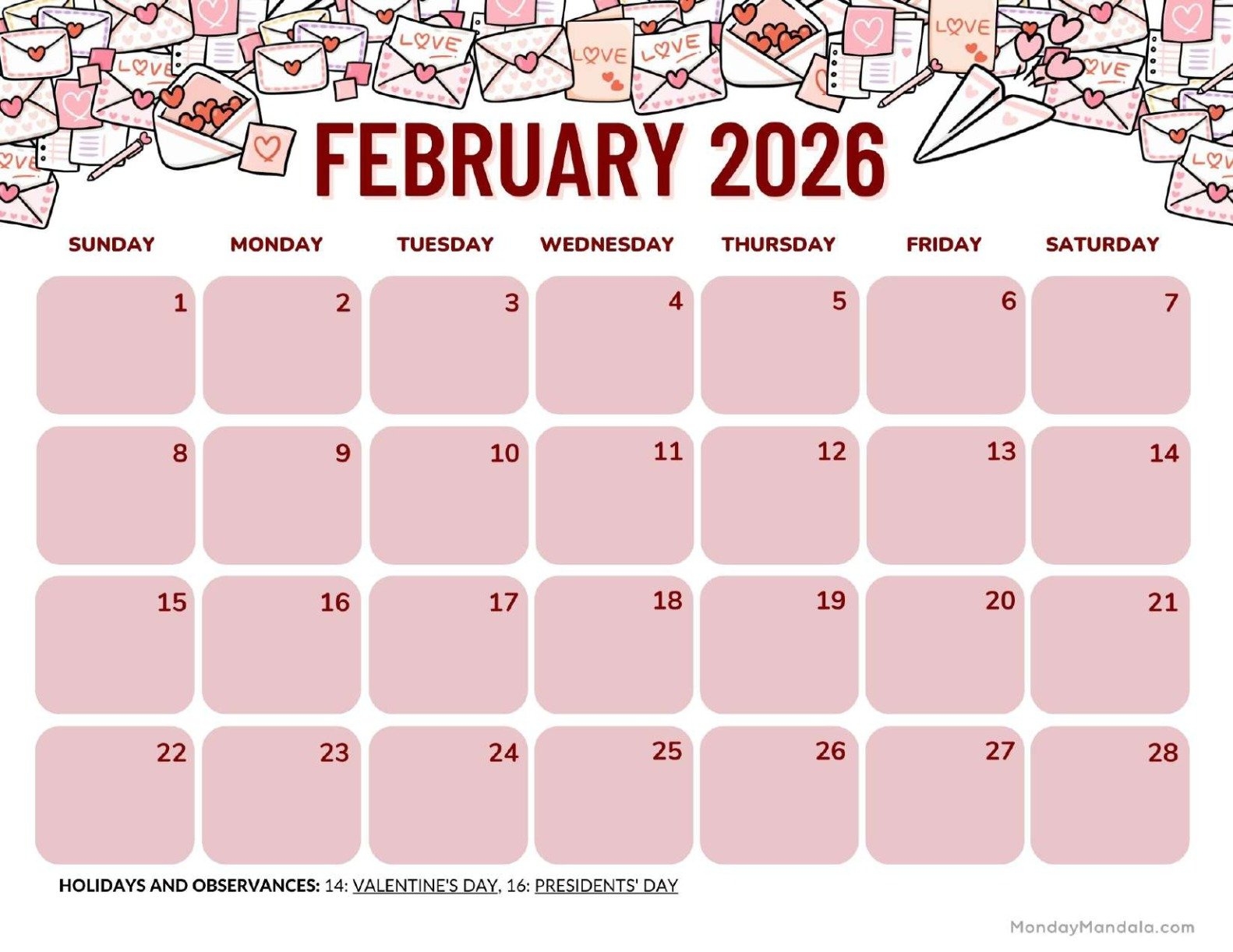 February 2026 Calendar Daily