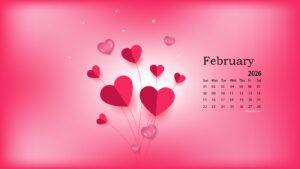 February 2026 Desktop Calendar Wallpaper