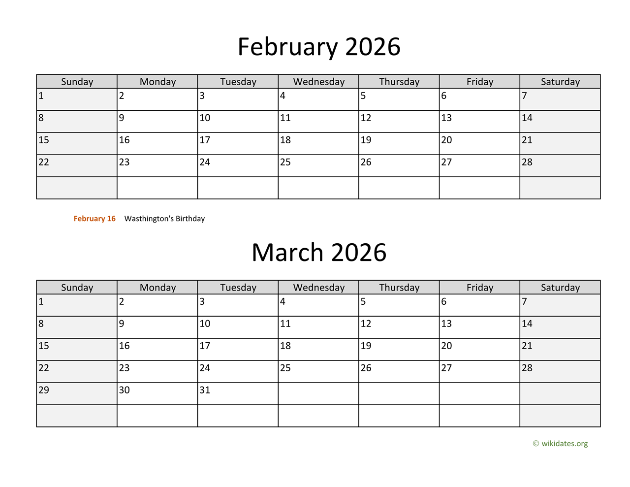 February March April 2026 Calendar