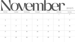 November 2025 Calendar Template
